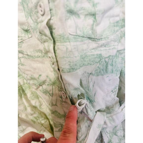 KIVARO White Green Floral Short Sleeve Belt Looped Chloe Romper Size US 2 - Picture 8 of 15
